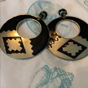 Aztec Style Drop Hoop Earrings